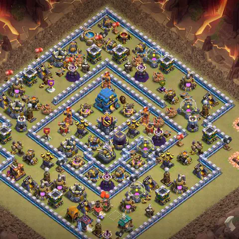 TH12 war defense base layout with copy link for Clash of Clans CWL anti 3 star, layout #069