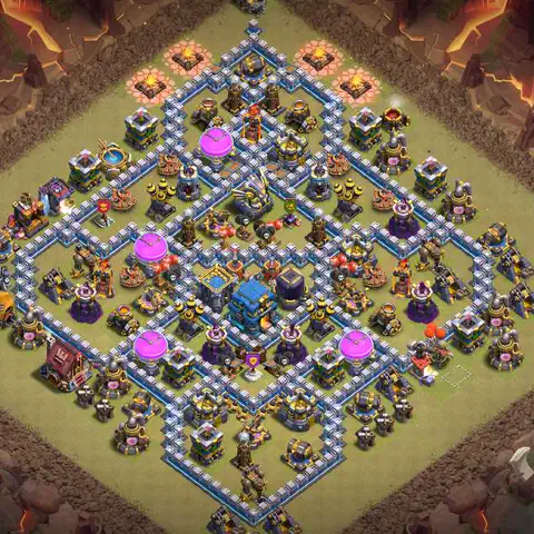 TH12 war defense base layout with copy link for Clash of Clans CWL anti 3 star, layout #078
