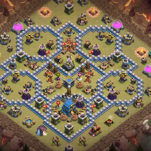 TH12 war defense base layout with copy link for Clash of Clans CWL anti 3 star, layout #081