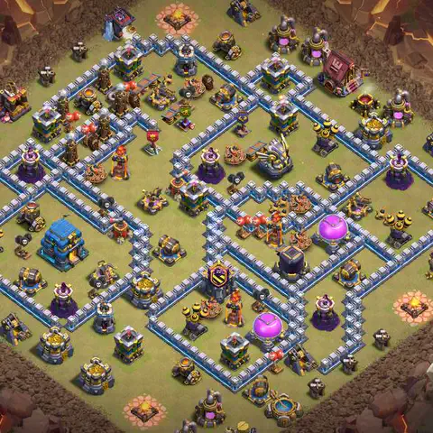 TH12 war defense base layout with copy link for Clash of Clans CWL anti 3 star, layout #090
