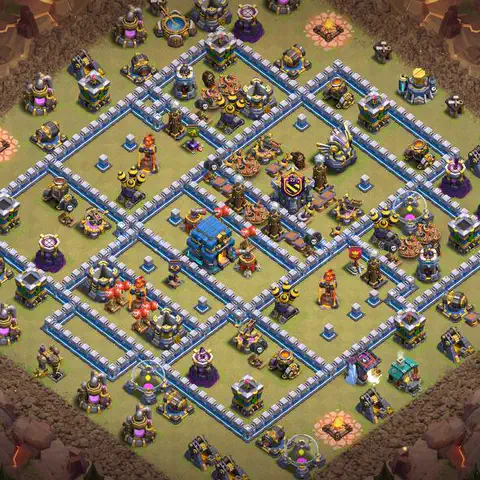 TH12 war defense base layout with copy link for Clash of Clans CWL anti 3 star, layout #093