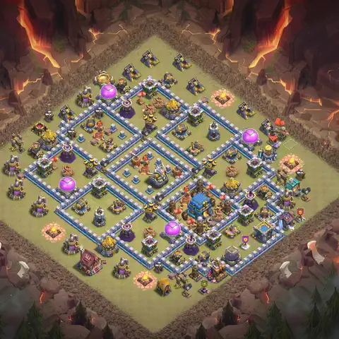 TH12 anti air war defense base layout #129