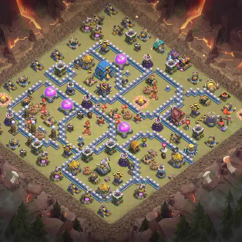 TH12 anti e-drag war defense base layout #144