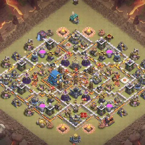 TH12 anti air war defense base layout #165