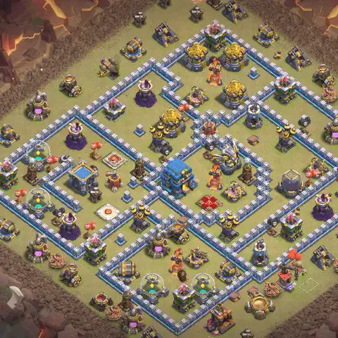 TH12 anti air war defense base layout #198