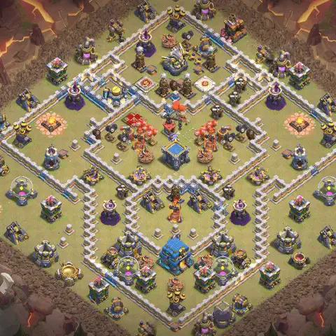 TH12 anti air war defense base layout #204