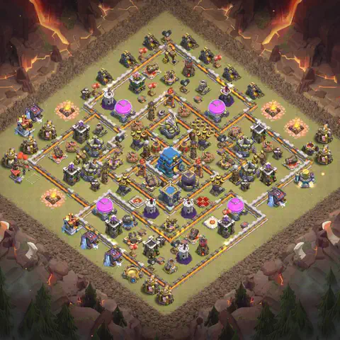 TH12 anti air war defense base layout #222
