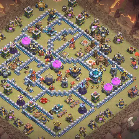TH13 anti lavaloon anti 3-star war base layout #074