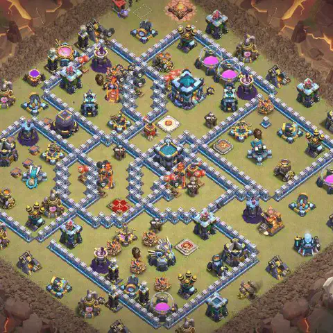 TH13 anti blimp anti 3-star war base layout #080