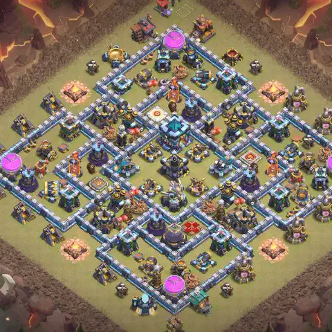 TH13 anti lavaloon cwl war base layout #052