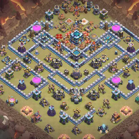 TH13 anti lavaloon cwl war base layout #061