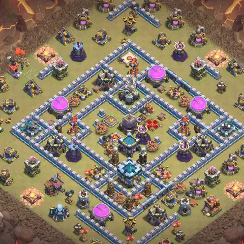 TH13 anti lavaloon cwl war base layout #070