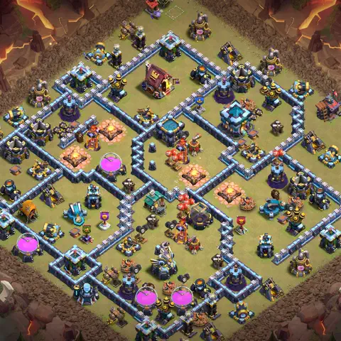 TH13 war defense base layout with copy link for Clash of Clans CWL anti 3 star, layout #012