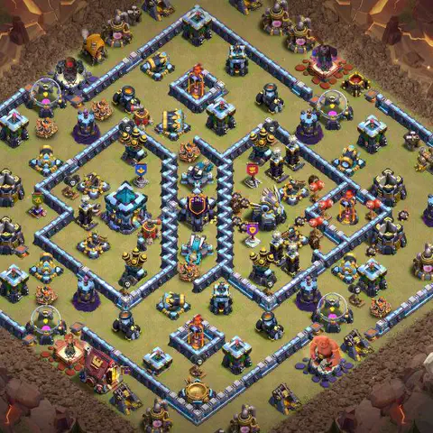TH13 war defense base layout with copy link for Clash of Clans CWL anti 3 star, layout #015