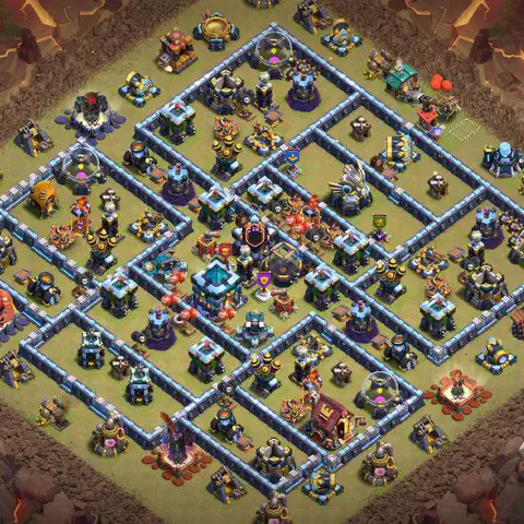 TH13 war defense base layout with copy link for Clash of Clans CWL anti 3 star, layout #018