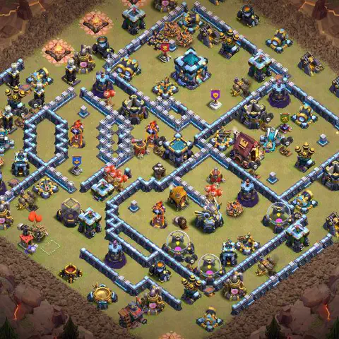 TH13 war defense base layout with copy link for Clash of Clans CWL anti 3 star, layout #021