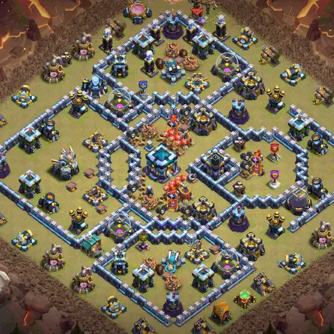 TH13 war defense base layout with copy link for Clash of Clans CWL anti 3 star, layout #024