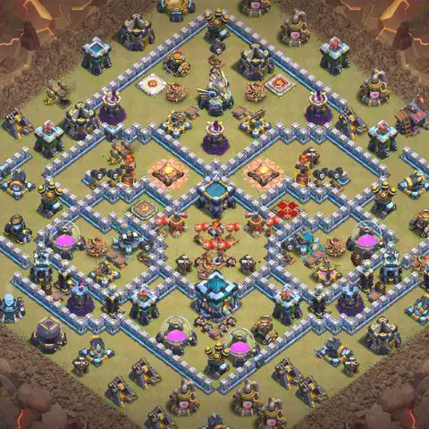 TH13 anti air war defense base layout #075