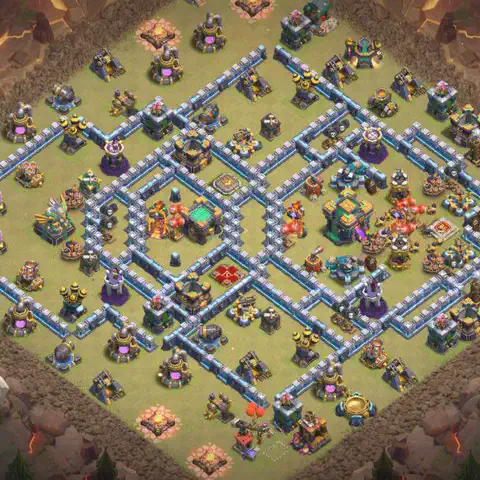 TH14 anti lavaloon anti 3-star war base layout #014