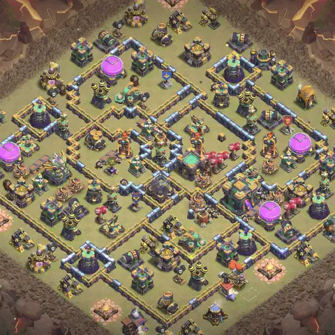 TH14 anti air anti 3-star war base layout #074