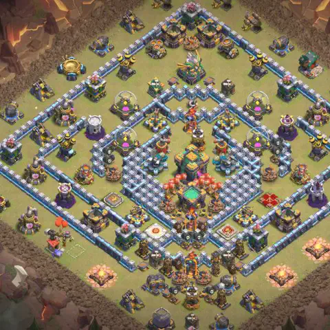 TH14 anti air cwl war base layout #016