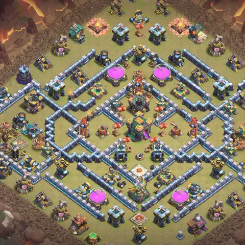 TH14 anti lavaloon cwl war base layout #034