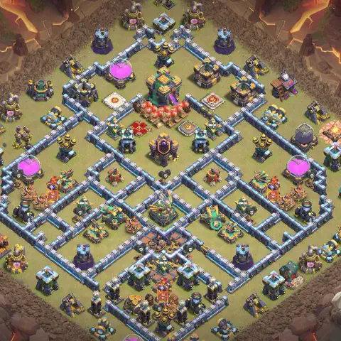 TH14 anti air cwl war base layout #040