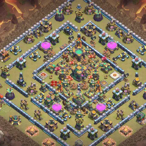 TH14 anti air war defense base layout #027