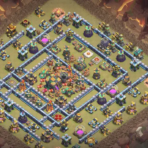 TH14 anti air war defense base layout #051