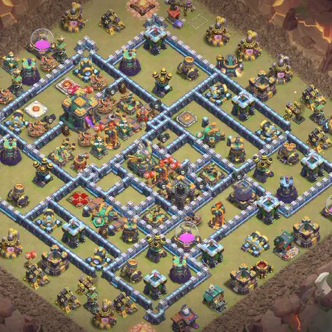 TH14 anti air war defense base layout #054