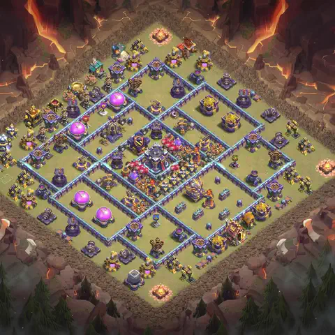 TH15 anti lavaloon anti 3-star war base layout #077