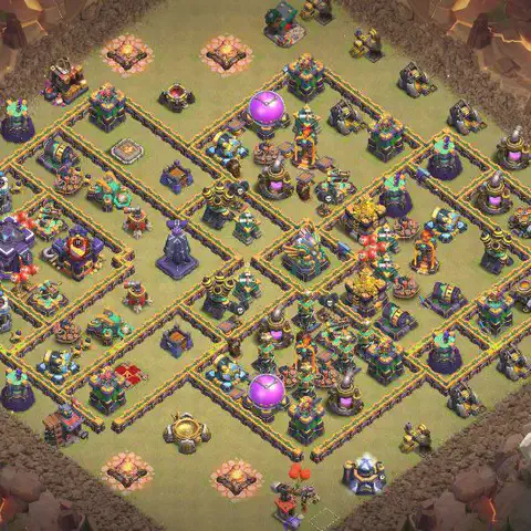 TH15 anti lavaloon cwl war base layout #085