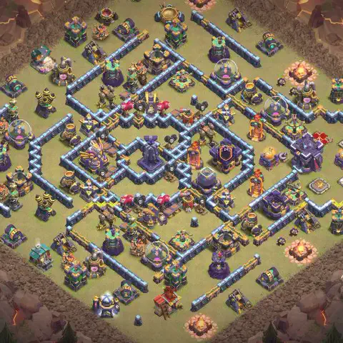 TH15 anti air war defense base layout #057