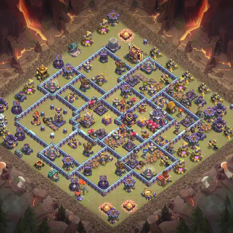 TH15 anti lavaloon war defense base layout #072