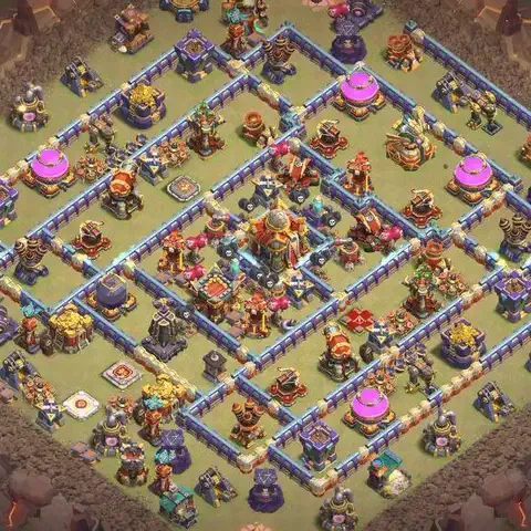 TH16 anti air war defense base layout #024