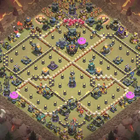 TH17 anti lavaloon war defense base layout #018