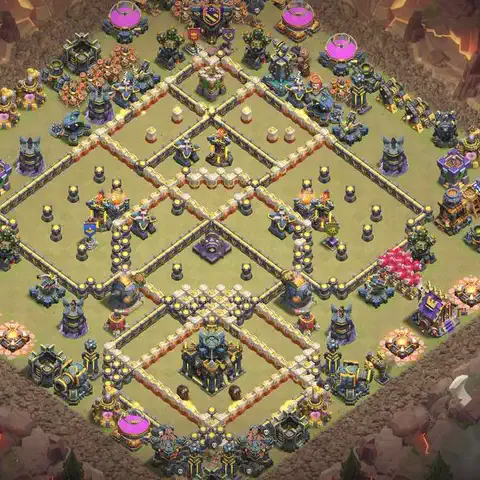 TH17 anti lavaloon war defense base layout #054
