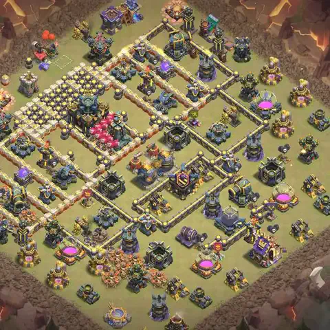 TH17 anti lavaloon war defense base layout #069