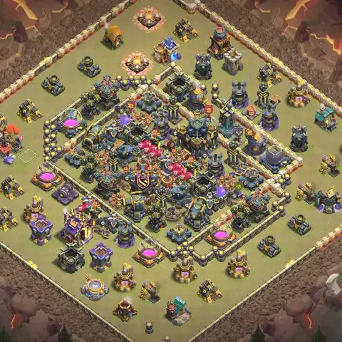 TH17 anti lavaloon war defense base layout #072