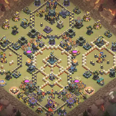 TH17 anti lavaloon war defense base layout #081