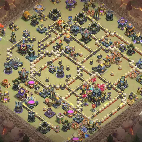 TH17 anti lavaloon war defense base layout #090
