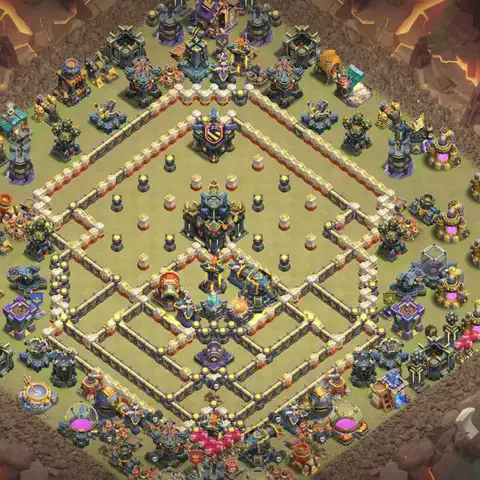 TH17 anti lavaloon war defense base layout #096
