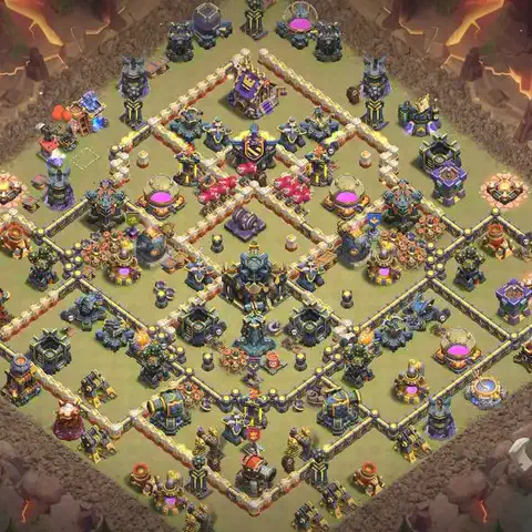 TH17 anti lavaloon war defense base layout #111