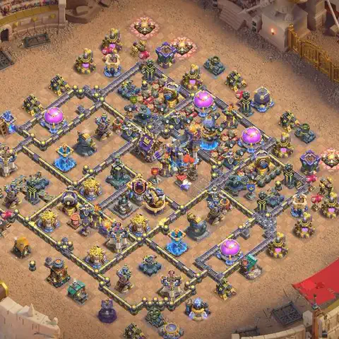 TH18 anti lavaloon war defense base layout #054
