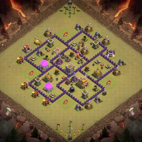 TH7 war Anti 3-Star base layout with copy link for Clash of Clans, layout #002