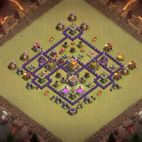 TH7 war Anti 3-Star base layout with copy link for Clash of Clans, layout #011