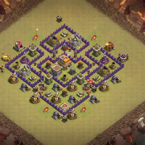TH7 war Anti 3-Star base layout with copy link for Clash of Clans, layout #014