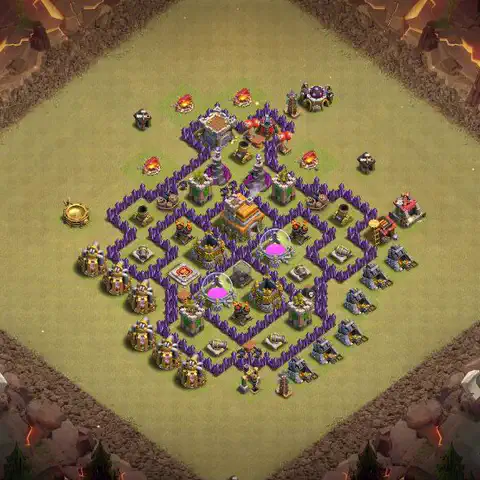 TH7 war Anti 3-Star base layout with copy link for Clash of Clans, layout #017