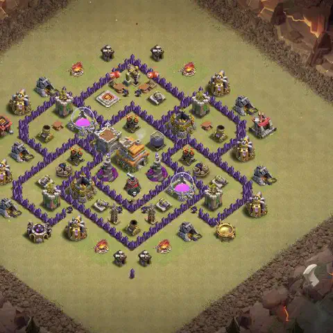 TH7 war Anti 3-Star base layout with copy link for Clash of Clans, layout #020