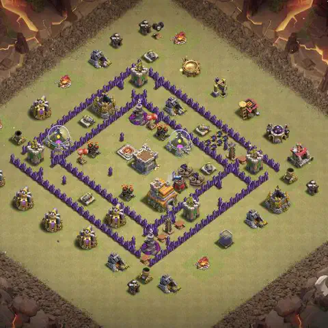 TH7 war Anti 3-Star base layout with copy link for Clash of Clans, layout #023